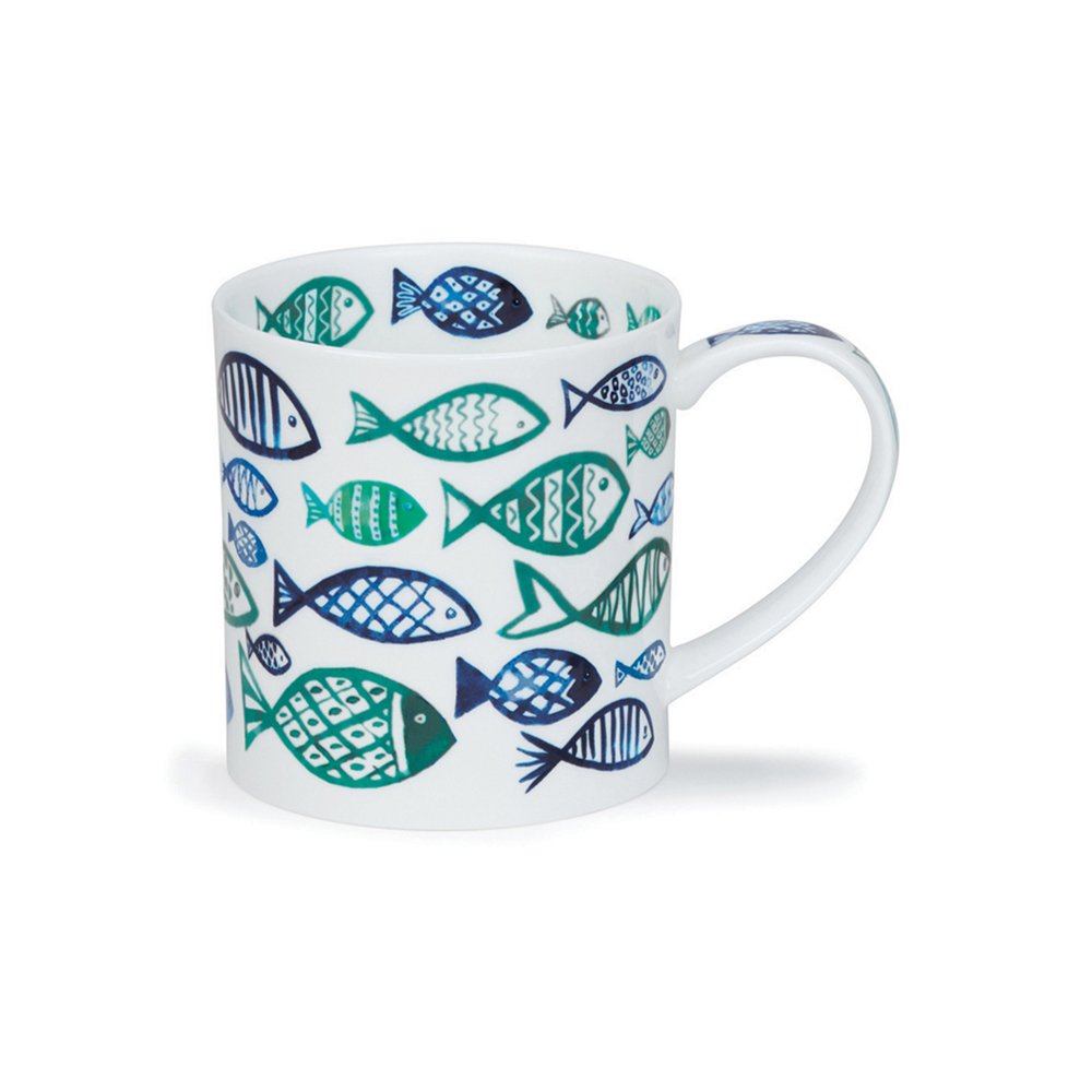 كوب أبيض بنقشة أسماك، أوركني، دونون