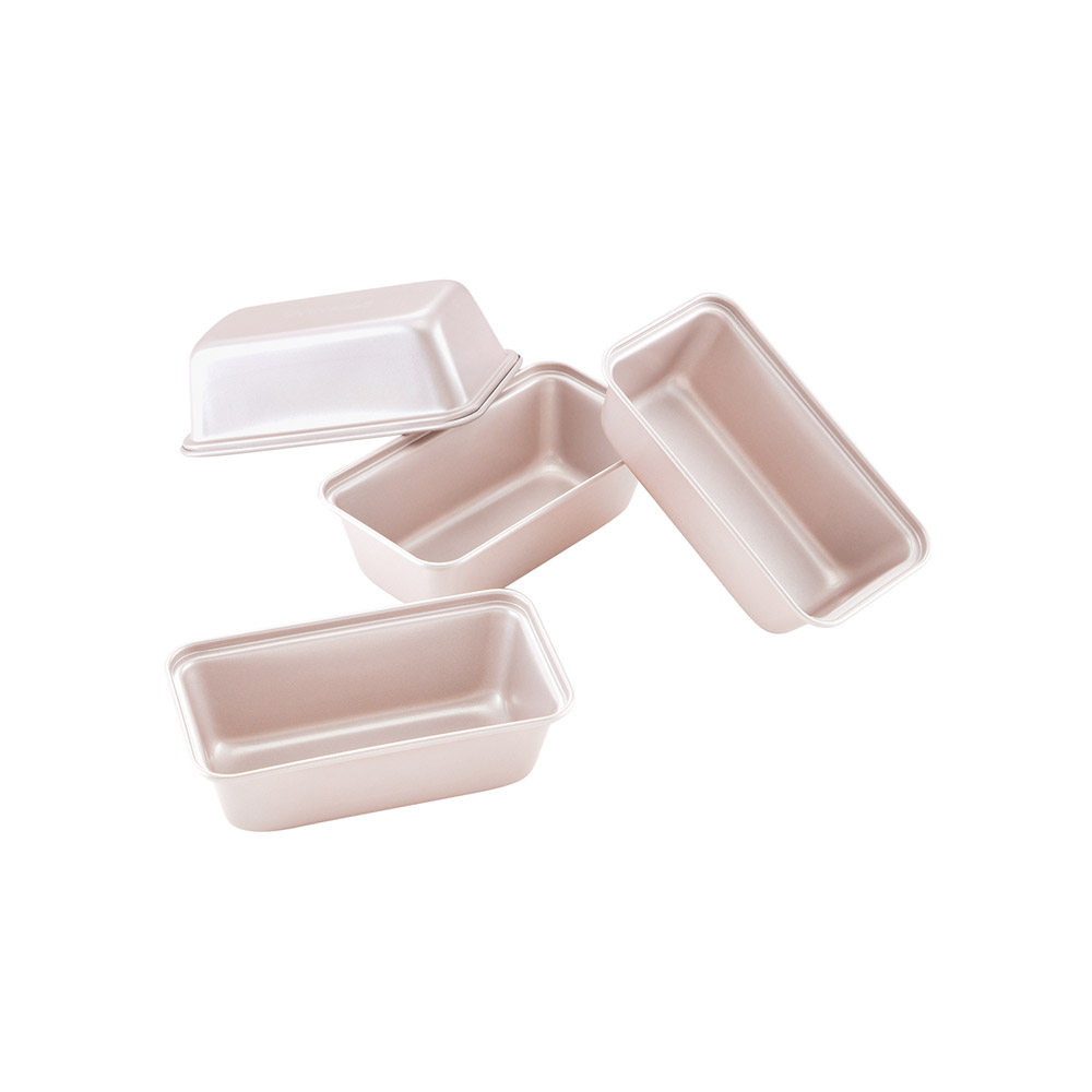 طقم 4 قطع قوالب خبز، 14 سنتم، صغير، مانعة للالتصاق، شيفمايد