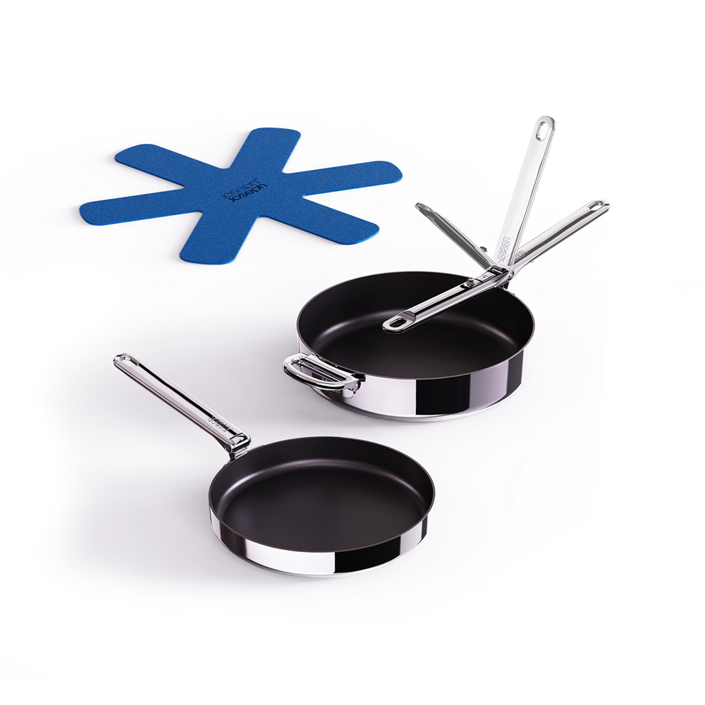 طقم 2 مقالي مانعة للالتصاق بمقابض قابلة للطي، سبايس، جوزف جوزف