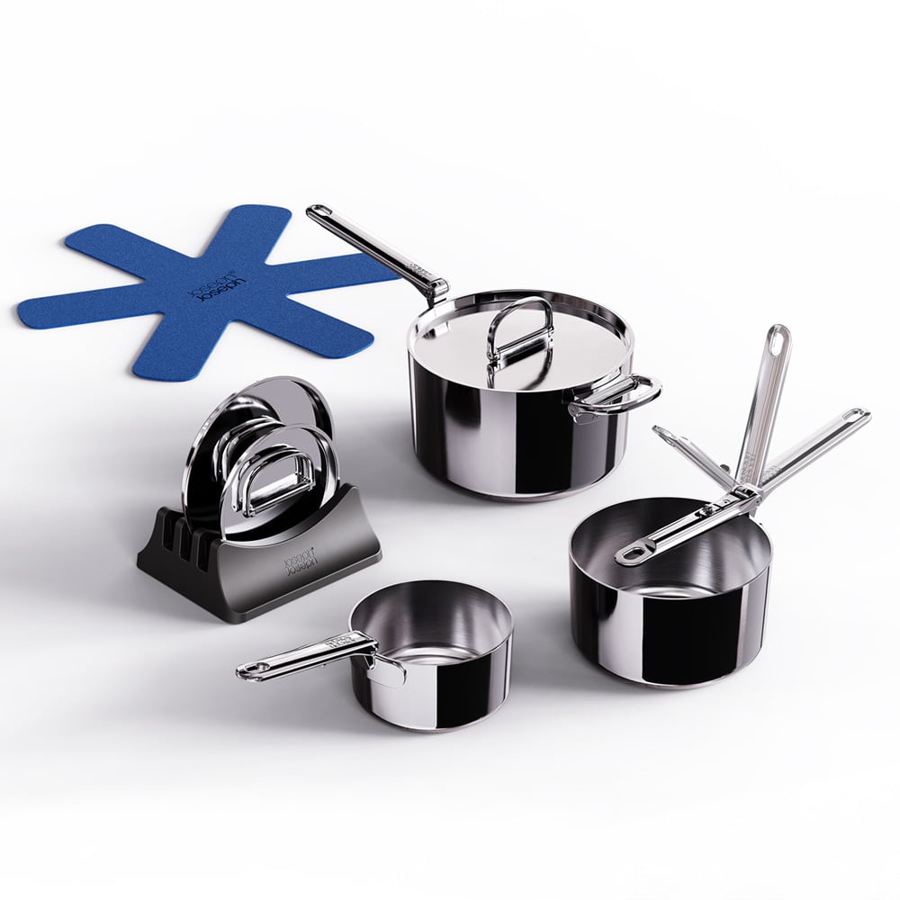 طقم 3 قدور صغيرة بمقابض قابلة للطي، سبايس، جوزف جوزف