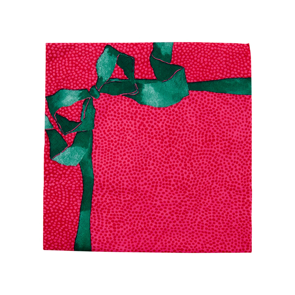 علبة 20 مناديل لانش ورقية حمراء بتصميم ربطة، كاسباري