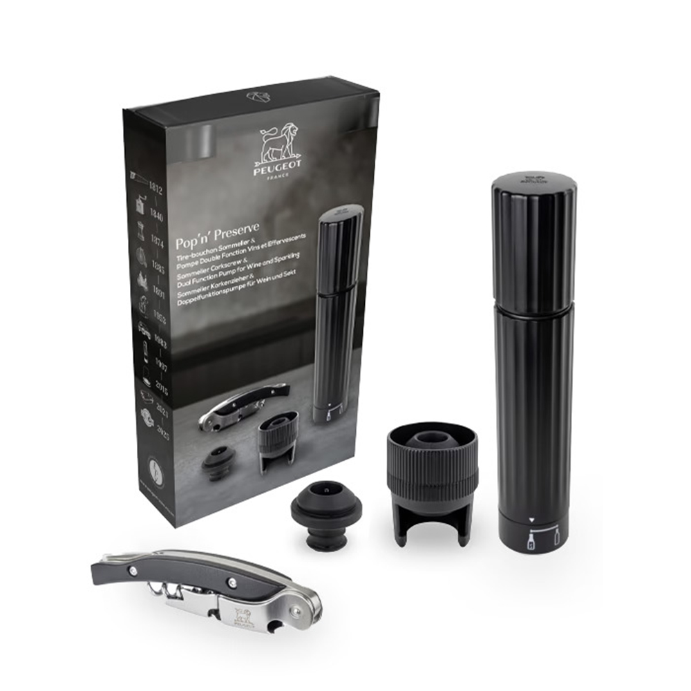 طقم فتاحة زجاجات مع مضخة تفريغ هواء، بوب آند بريسيرف، بيجو
