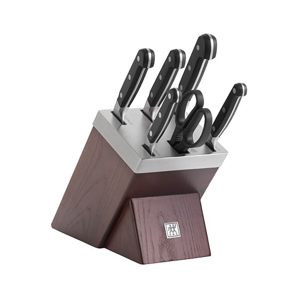 طقم 7 قطع سكاكين مع حاملة مسن ذاتي، برو، زويلينج