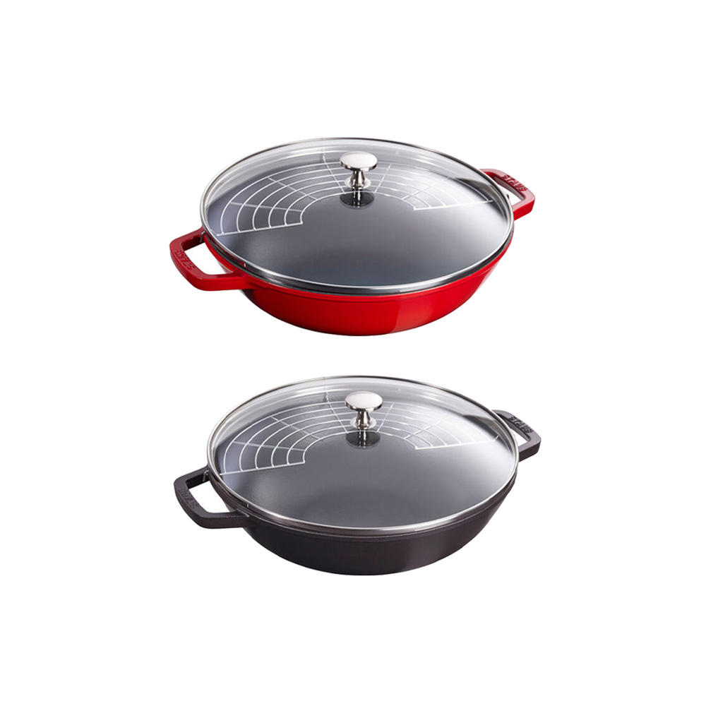 طقم مقلاة ووك حديد زهر، ستوب