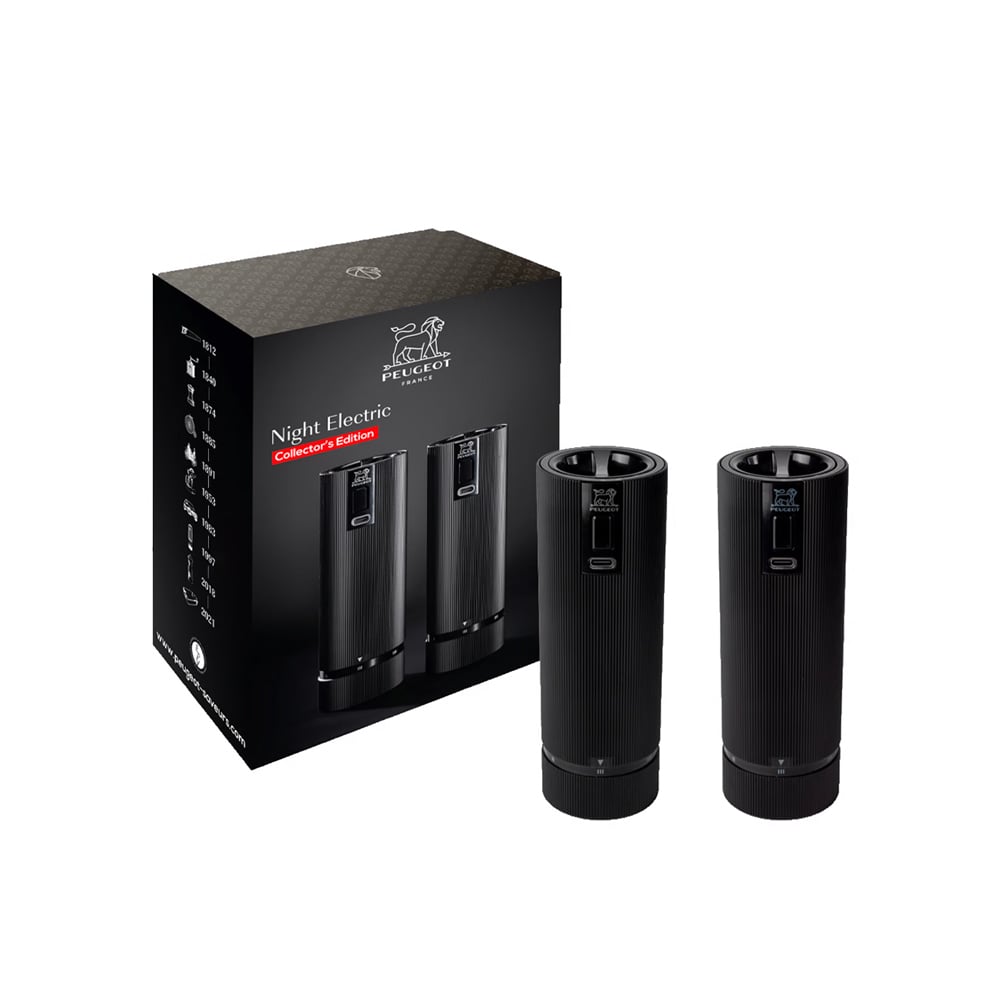 طقم هدية مطحنة ملح ومطحنة فلفل كهربائية، نايت شيك لاين، بيجو