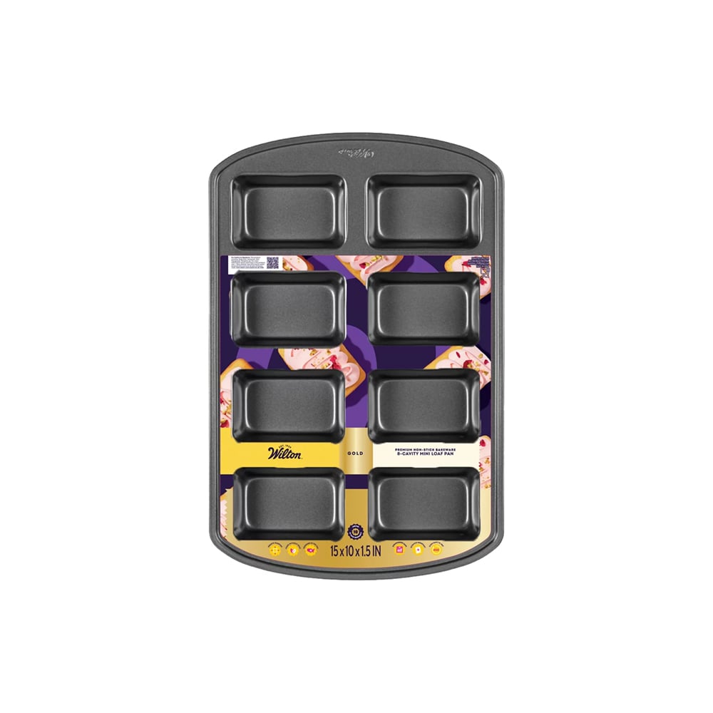 صينية خبز صغيرة مانعة للالتصاق 8 قطع، جولد، ويلتون