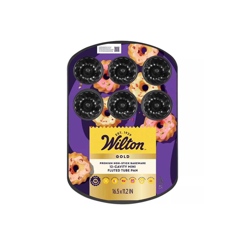 صينية كيك صغير مانعة للالتصاق 12 قطعة بحواف متعرجة، جولد، ويلتون
