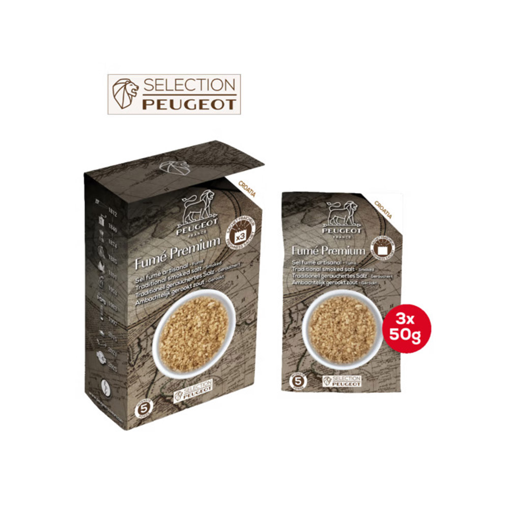 Peugeot Traditional Smoked Salt, 3 Sachets