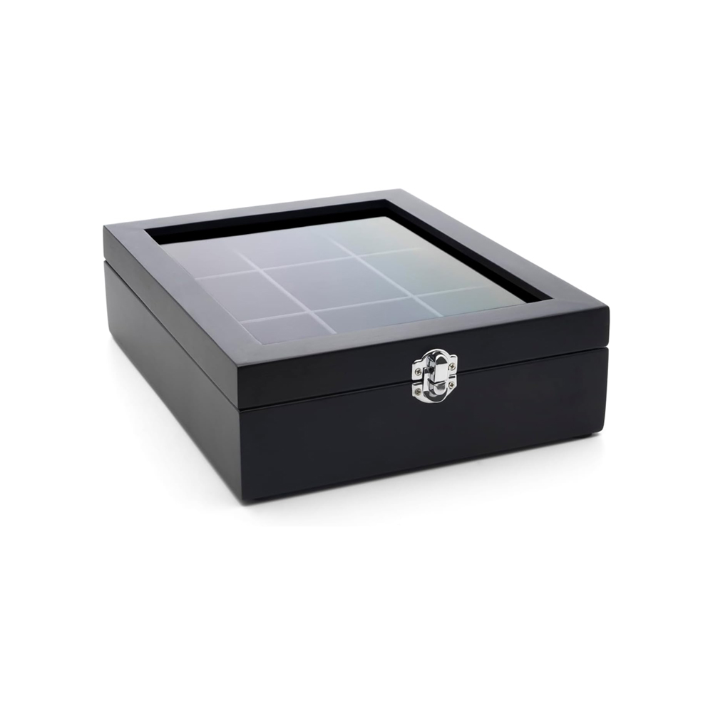 Bredemeijer Bamboo Tea Box with a Window Lid, 9 Compartments