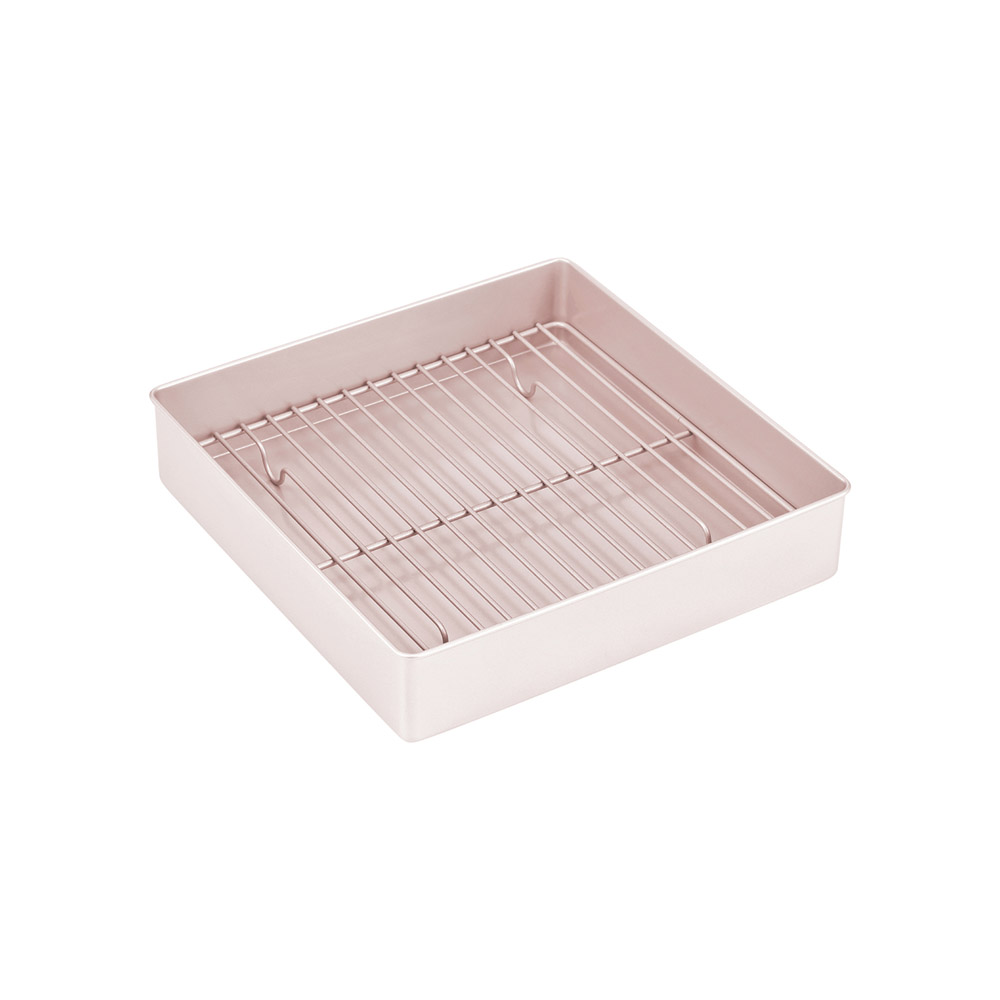 صينية تحمير مع رف، 28 سنتم، مربعة عميقة، مانعة للالتصاق، شيفمايد