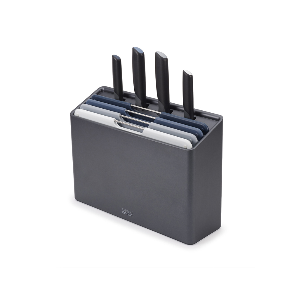 طقم 8 قطع ألواح تقطيع وسكاكين، رمادي، فوليو بلاس، جوزف جوزف