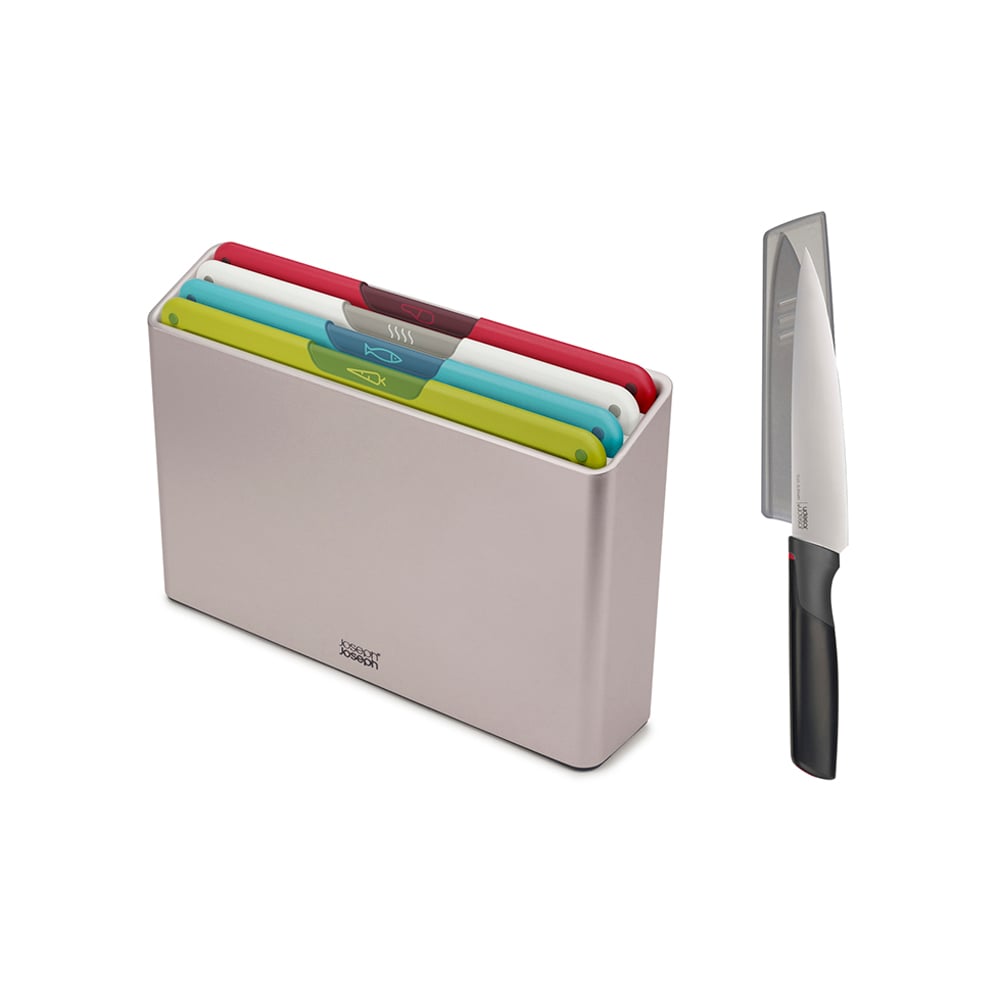 طقم 5 ألواح تقطيع مع سكين شيف، فوليو، جوزف جوزف