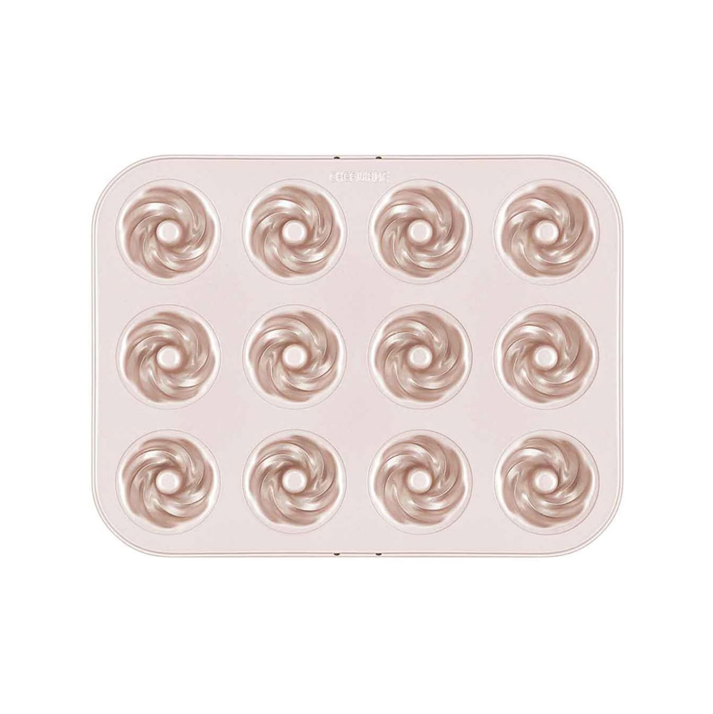 صينية دونات 12 قطعة، شكل حلزوني، مانعة للالتصاق، شيفمايد