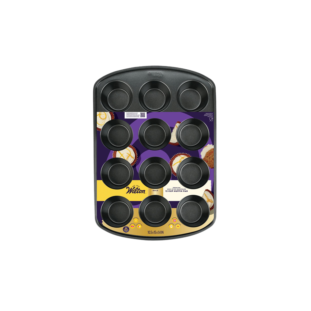 صينية مافن مانعة للالتصاق 12 قطعة، جولد، ويلتون