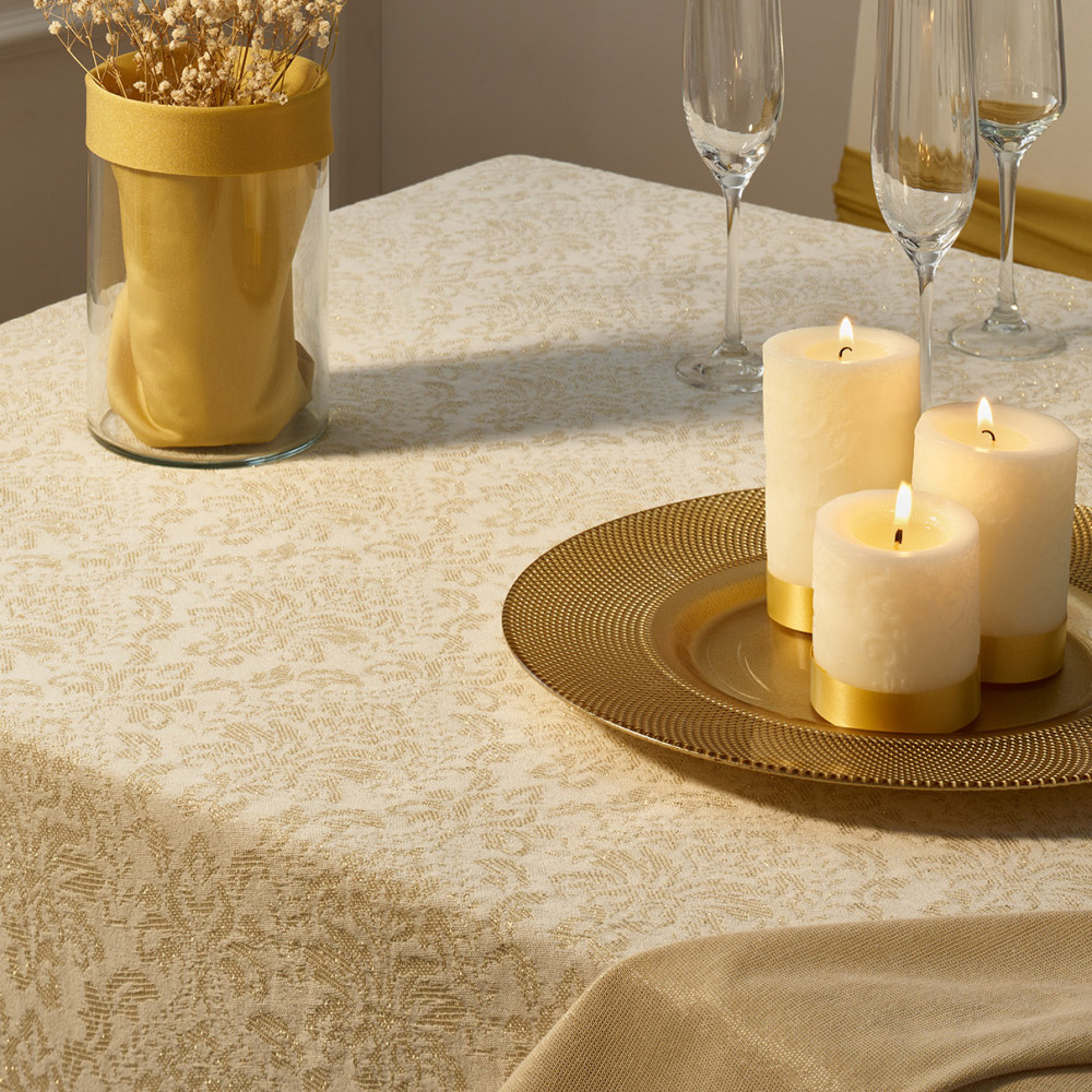 Atenas Ainsa Stain Repellent Round Gold Tablecloth, 180cm
