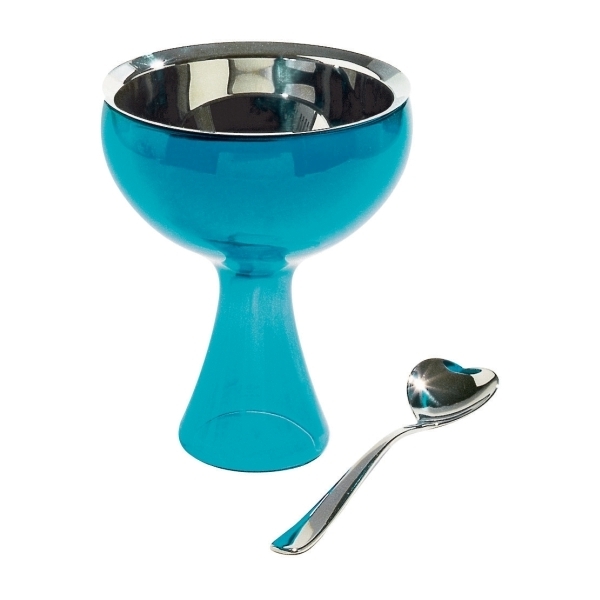 Alessi Big Love Blue Ice Cream Bowl with Spoon, 250 ml