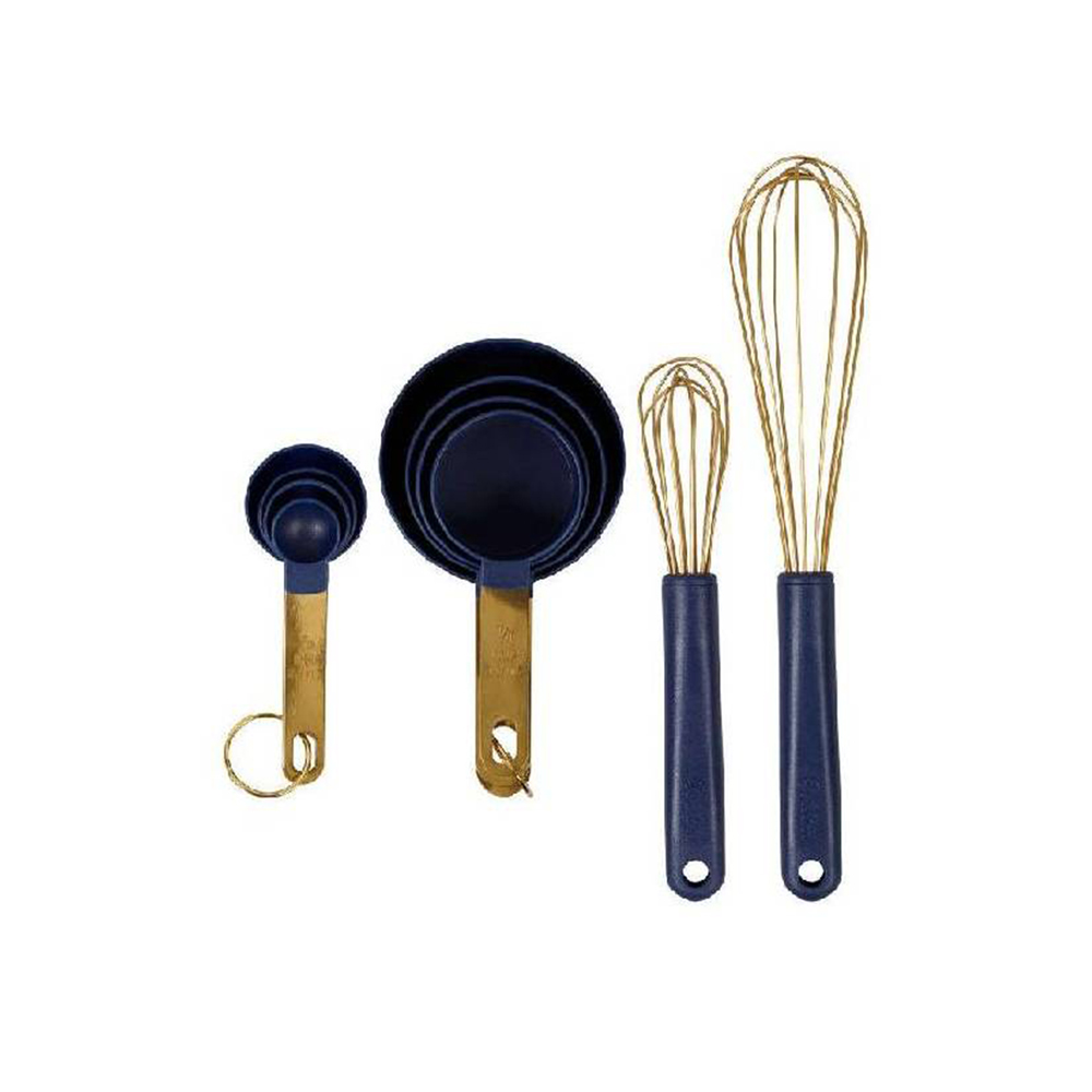 طقم أدوات مطبخ للخلط والقياس، أزرق داكن وذهبي، 10 قطع، ويلتون