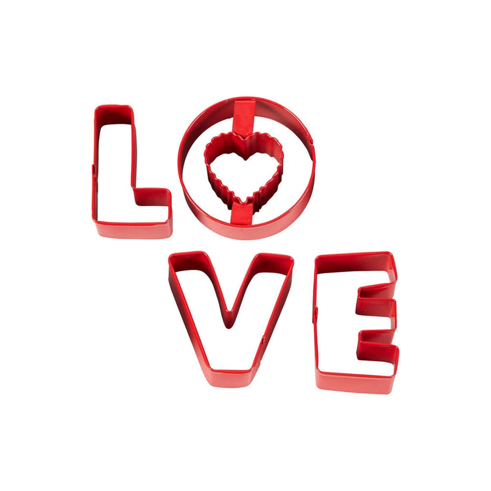 طقم 4 قطاعات كوكيز تصميم حروف كلمة LOVE، ويلتون