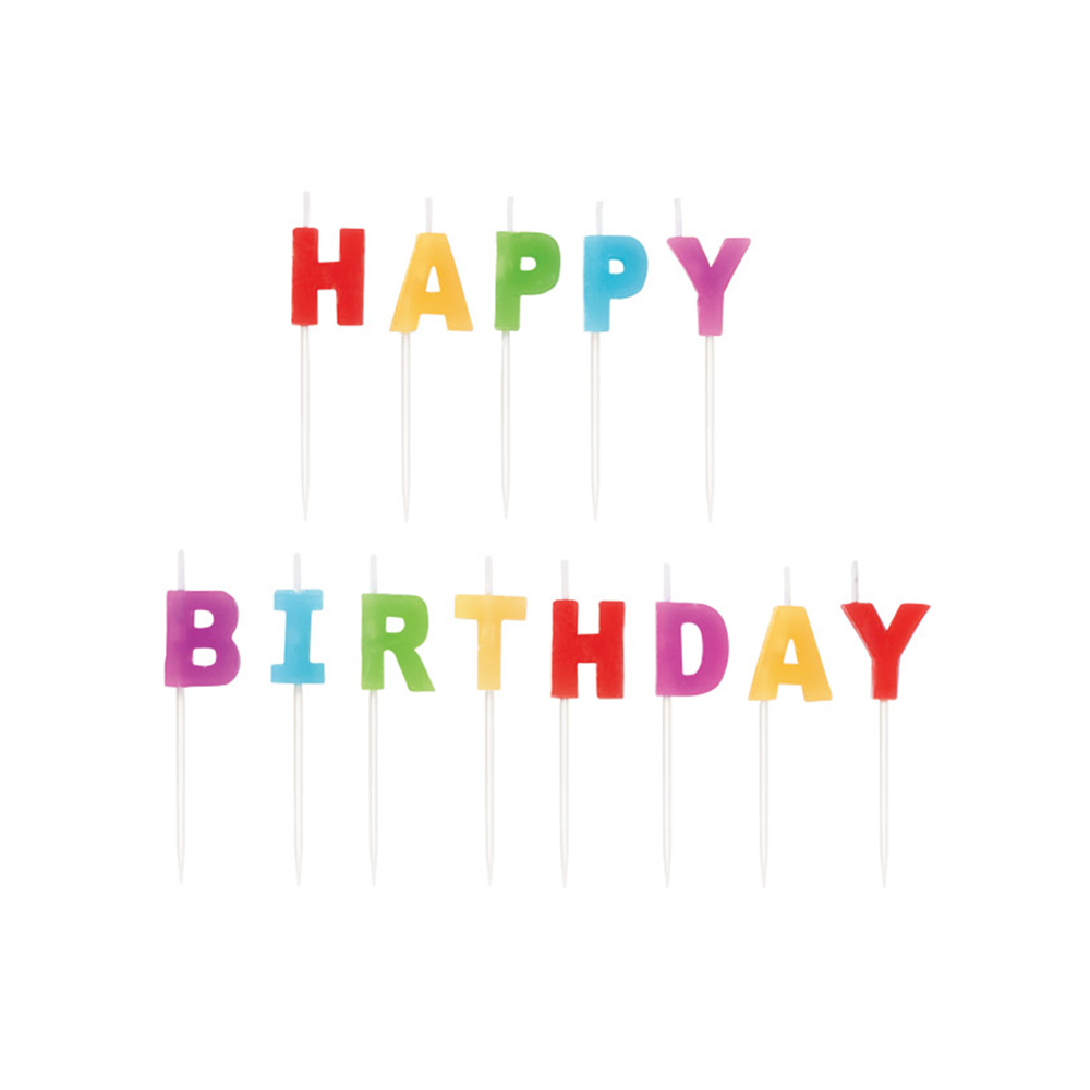 طقم شموع ملوّنة بمعايدة Happy Birthday مع عيدان، ويلتون-Wilton