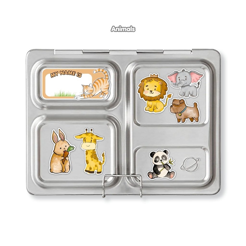 PlanetBox Launch Stainless Steel Lunch Box with Dippers & Magnet Set, Animals