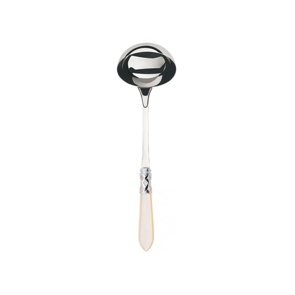 Bugatti Aladdin Chromed Ring Soup Ladle, Ivory