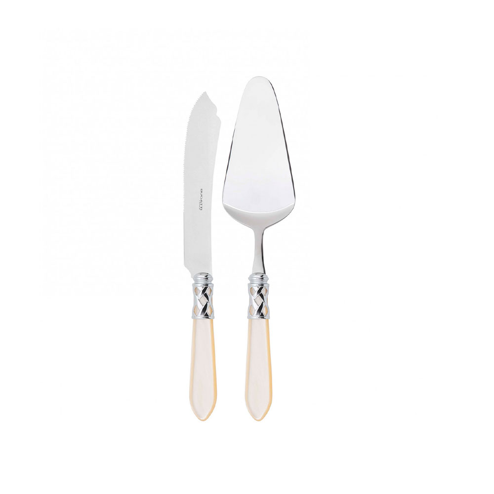 Bugatti Aladdin Chromed Ring Cake Servers Ivory, Set of 2