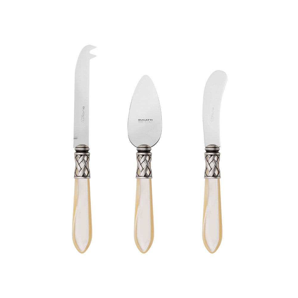 طقم 3 سكاكين جبنة، أبيض، علاء الدين، بوجاتي