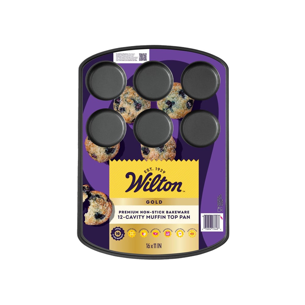 صينية مافن توب مانعة للالتصاق 12 قطعة، جولد، ويلتون