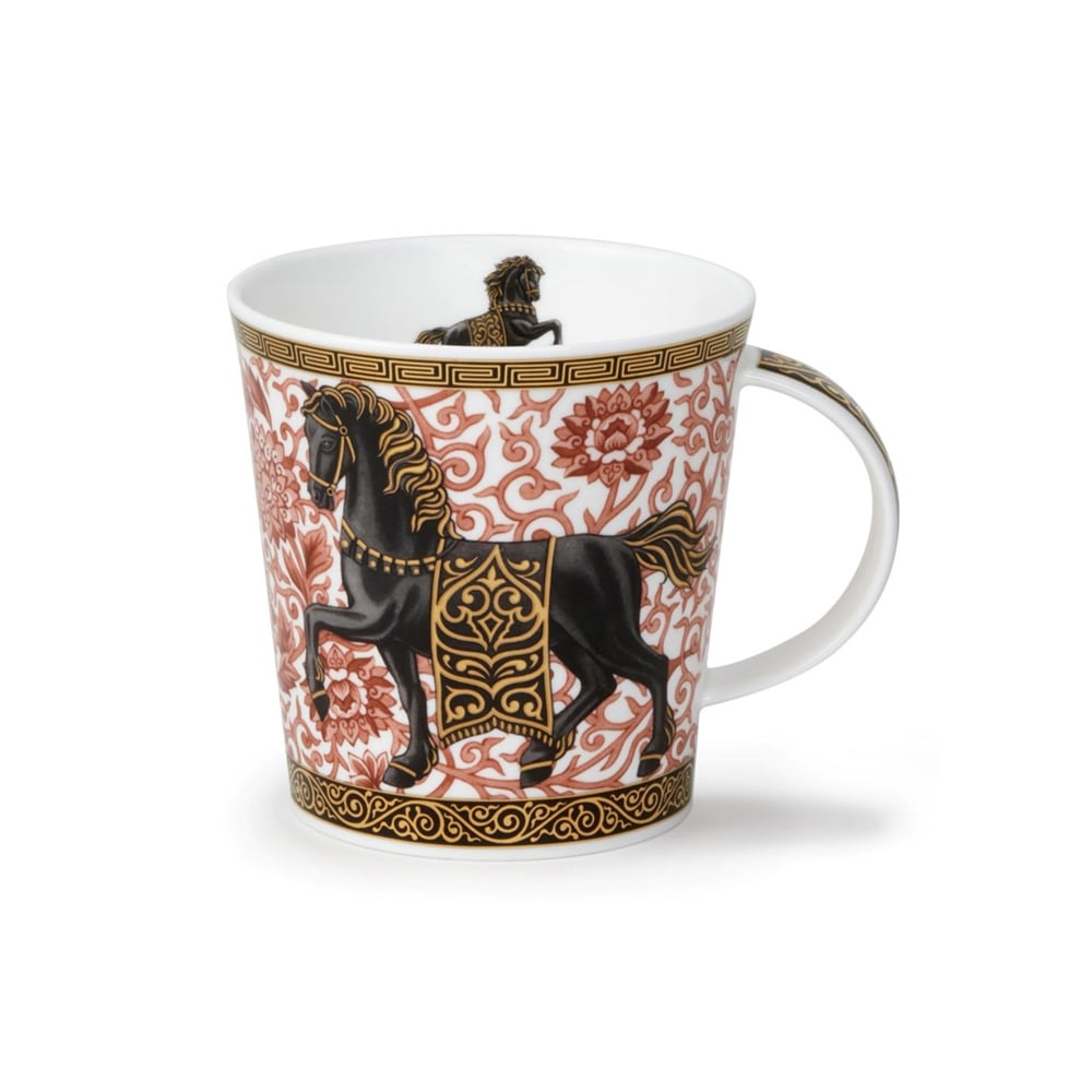 كوب بنقشة حصان أسود وزخارف بنية، كارنجورم، دونون