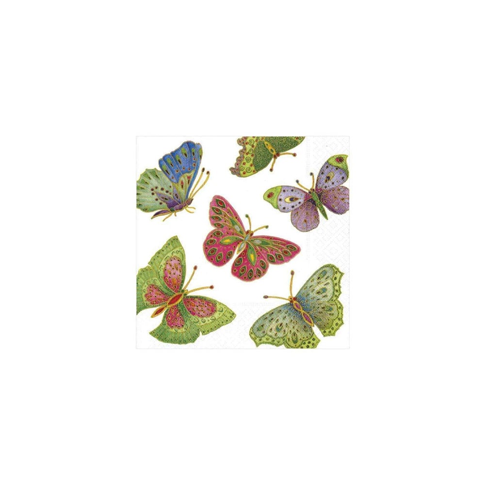 علبة 20 مناديل كوكتيل بتصميم فراشات جميلة، كاسباري