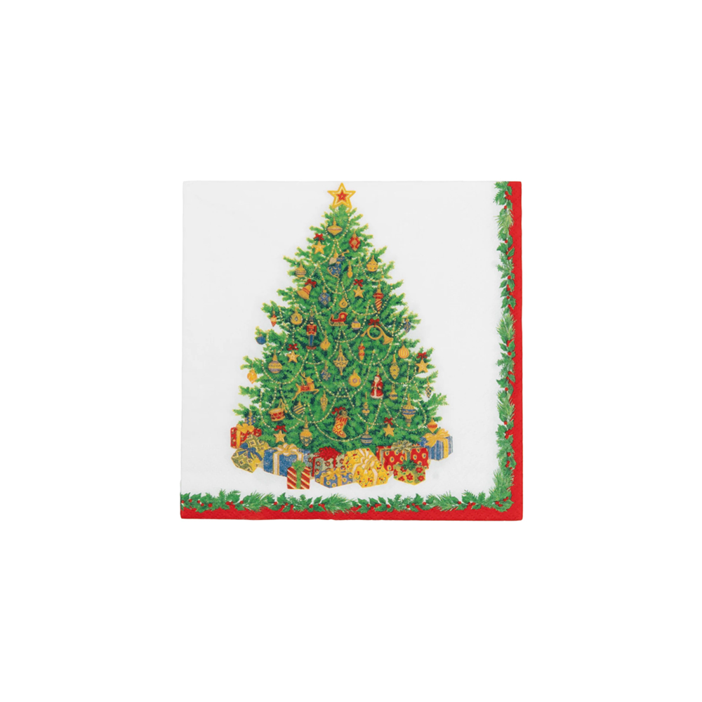 علبة 20 مناديل كوكتيل ورقية بتصميم شجرة كريسماس، كاسباري