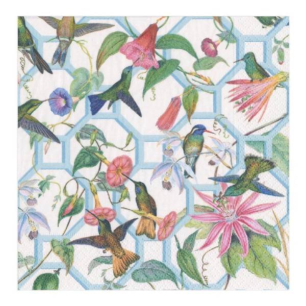 علبة 20 مناديل ورقية بتصميم تريليس وطيور، 16.5 سنتم، كاسباري