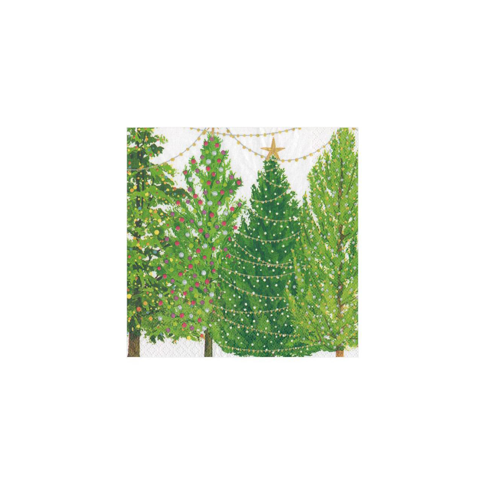 علبة 20 مناديل كوكتيل ورقية بتصميم شجرة كريسماس بأضواء، كاسباري