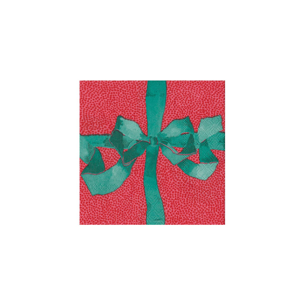 علبة 20 مناديل كوكتيل ورقية حمراء بتصميم ربطة، كاسباري