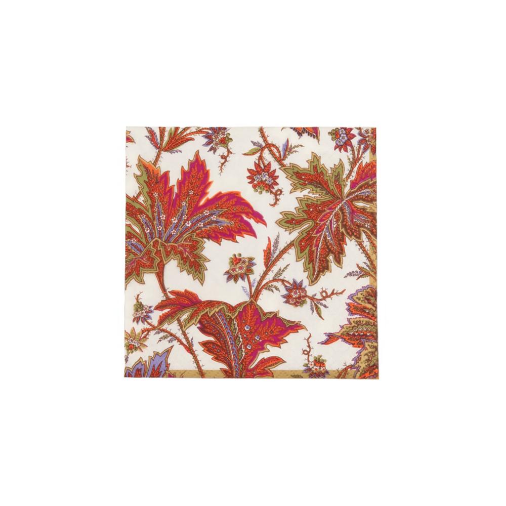 علبة 20 مناديل كوكتيل ورقية بتصميم أوراق بيزلي، كاسباري