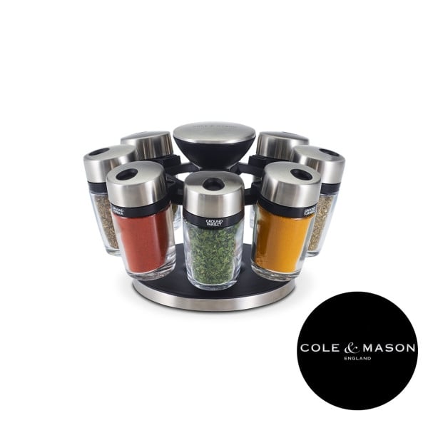 طقم حاملة دوارة و8 أواني أعشاب وتوابل، كول أند ميسن