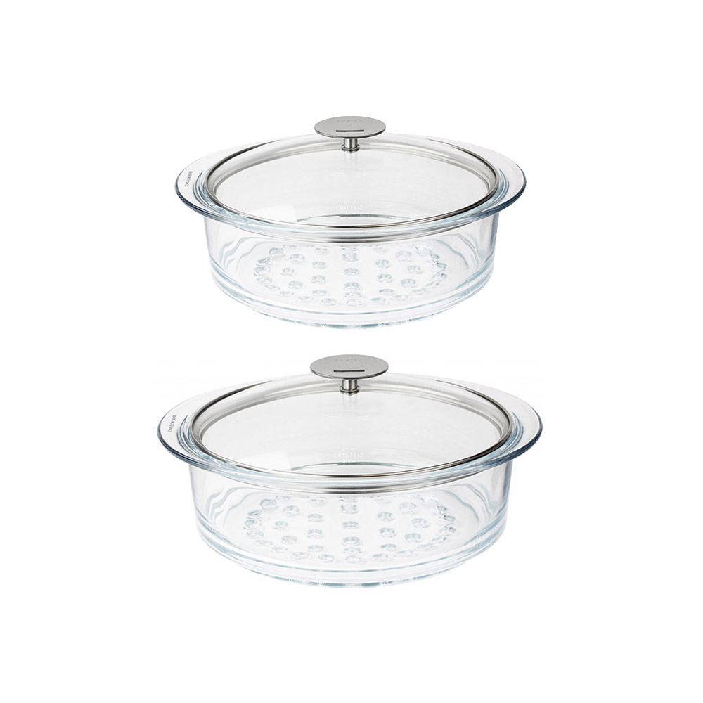 ملحق أداة طبخ على البخار زجاجية مع غطاء، إكستراز، كريستل