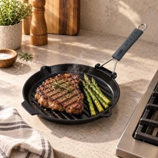 Staub Cast Iron Grill Pan with Removable Handle, Round