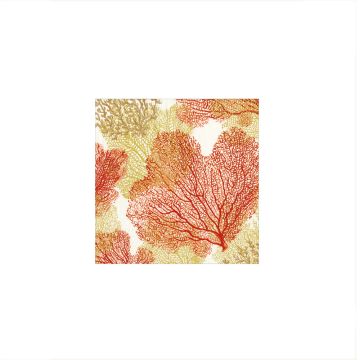 Caspari Sea Fans Coral Cocktail Napkins, Set of 20