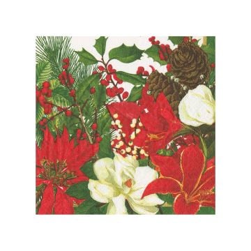 Caspari Christmas Garden Dinner Napkins, Set of 20