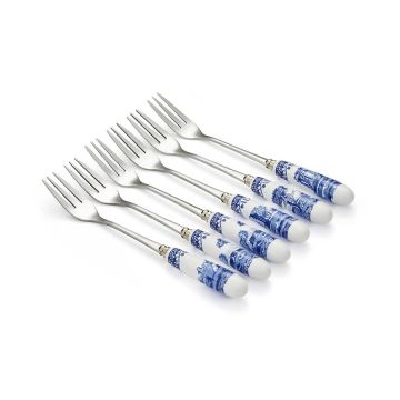 Spode Blue Italian Pastry Forks, Set of 6