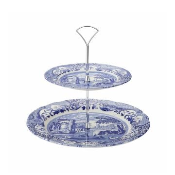 Spode Blue Italian 2-Tier Cake Stand