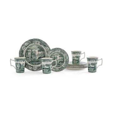 Spode Heritage Green Italian Plates & Mugs, Set of 12