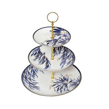 Portmeirion Sara Miller Anniversary 3-Tier Cake Stand, Feather Tail