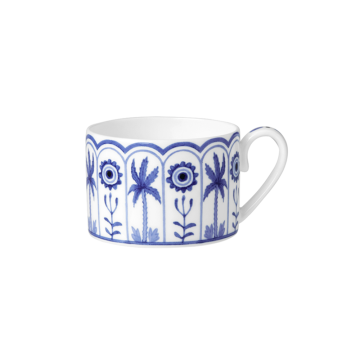 William Edwards Sultan's Garden Blue Teacups and Saucers, Set of 6