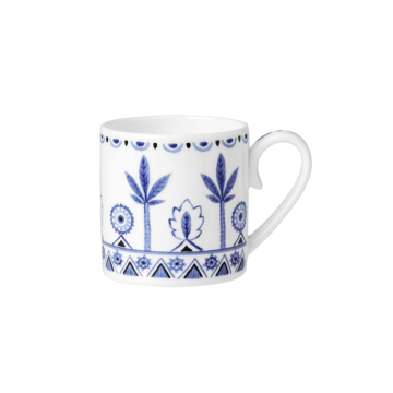 William Edwards Sultan's Garden Blue Palm Tree Espresso Cups and Saucers, Set of 6