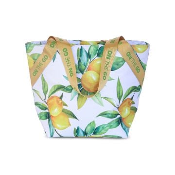 IRIS Barcelona Insulated Tote Lunch Bag Lemon Print, 3.7L