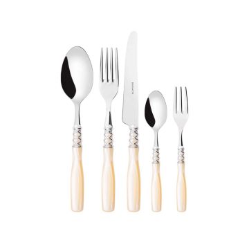 Bugatti Arianna Chromed Ring Cutlery Ivory, Set of 30