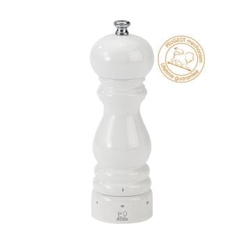 Peugeot Paris White Lacquered Wood Pepper Mill, 18 cm