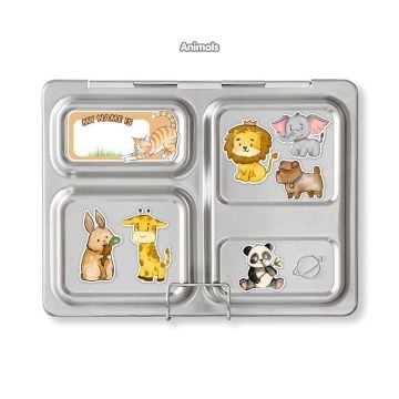 PlanetBox Launch Stainless Steel Lunch Box with Dippers & Magnet Set, Animals